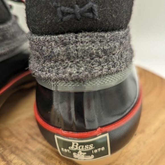 Bass Mandarin‎ Short Duck Boots Woman's Size 6 Black Gray Wool - Picture 6 of 14